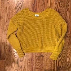 Chartreuse cropped  Chunky Knit Sweater